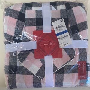 Charter Club Pink and Black Flannel Pajama Set